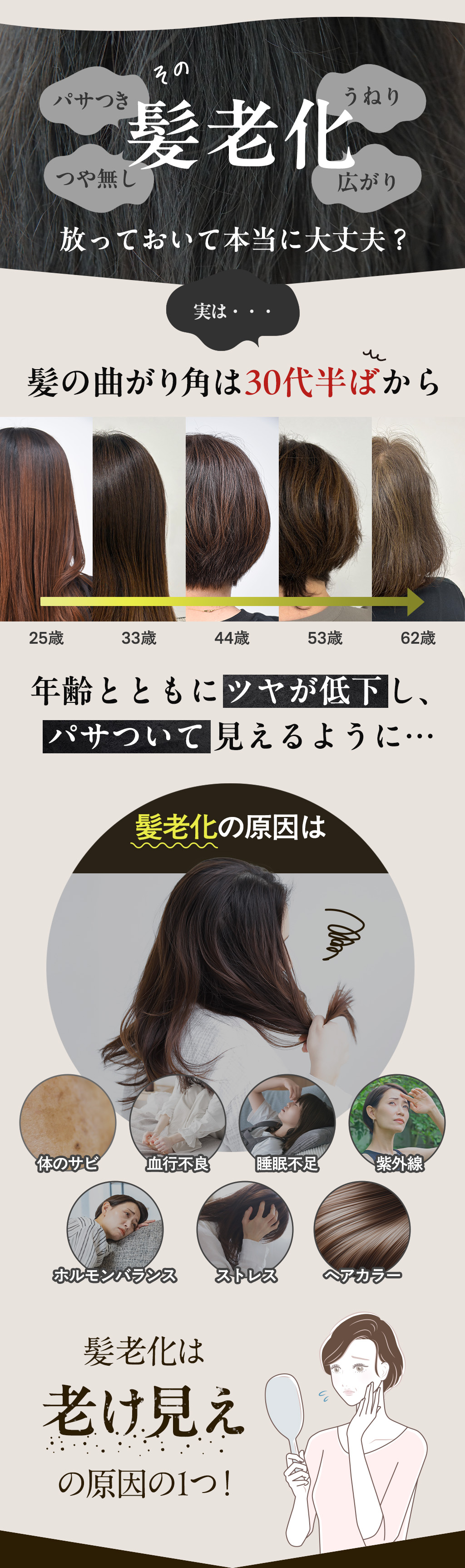 その髪老化ほおっておいて大丈夫？