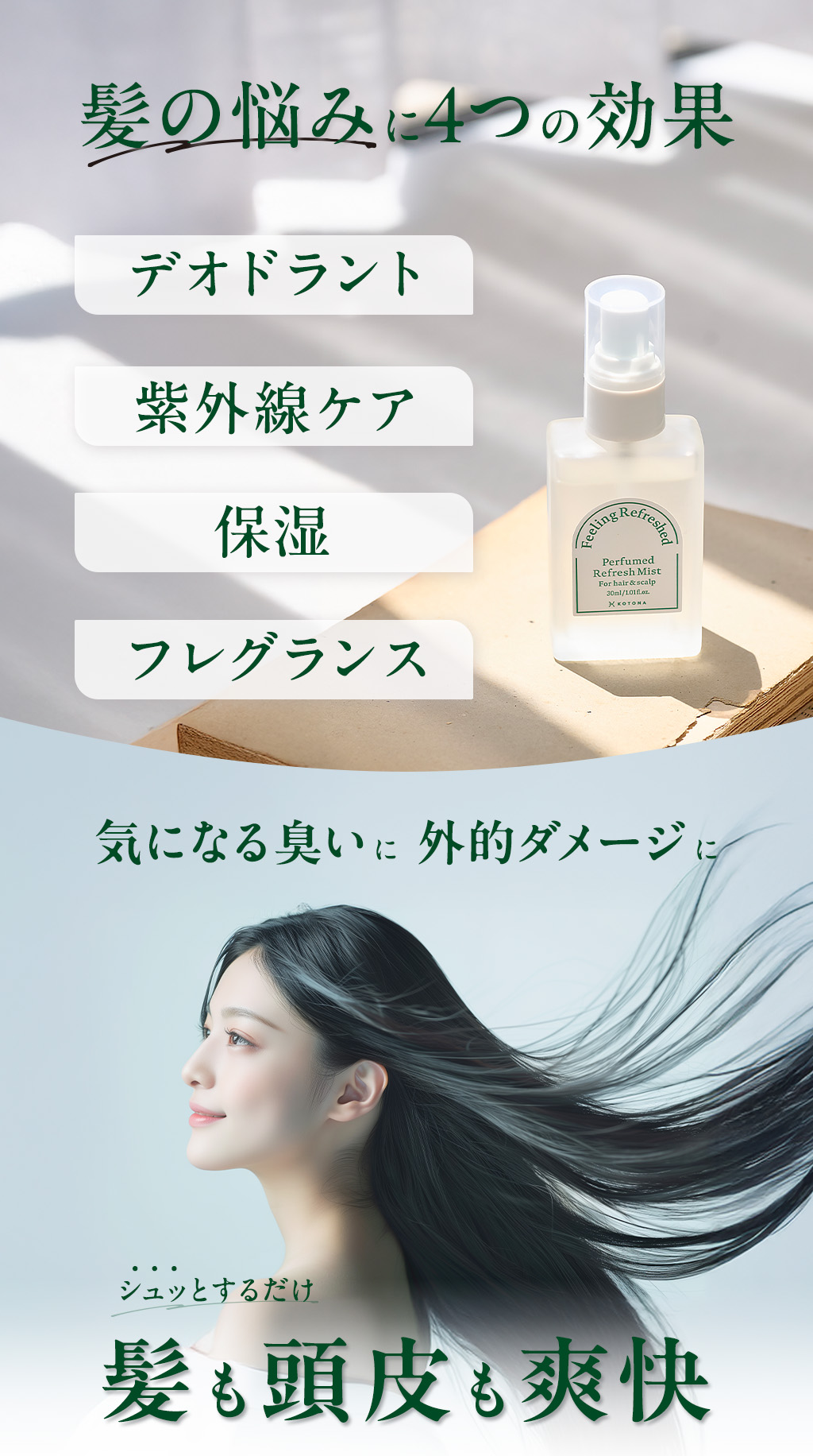 髪・頭皮の悩みに4つの機能
