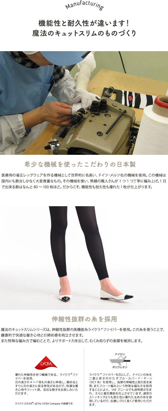 着圧レギンス 日本製 医療用編機使用 特許製法 140デニール ...